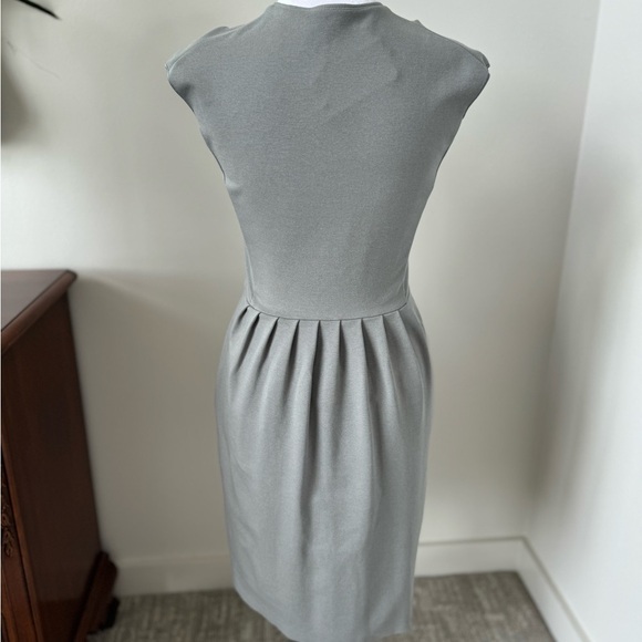 Emporio Armani Gray Cap Sleeve V-Neck Dress IT 38 US 2 Small pleated stretch new - Picture 9 of 16